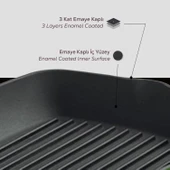 Lava Döküm Kare Izgara Tava Döküm Demir Yekpare Saplı Ölçü 26x26cm.  Siyah thumbnail 6