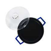 Lava Döküm Çok Amaçlı Yayvan Tencere. Glaze Serisi Çap(Ø)24cm. - Kırmızı  Mavi thumbnail 3