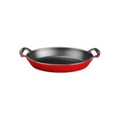 Lava Döküm Oval Sahan Döküm Demir Yekpare Çift Kulplu Ölçü 19x14cm.  Kırmızı thumbnail 1