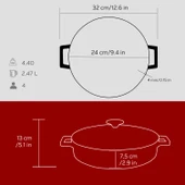 Lava Döküm Çok Amaçlı Yayvan Tencere. Folk Serisi Çap(Ø)24cm.  Kırmızı thumbnail 5