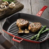 Lava Döküm Trendy 4 Parça Tencere Tava Seti  Kırmızı thumbnail 8