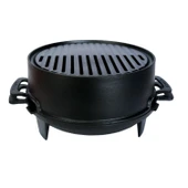 Lava Döküm Yuvarlak Mangal Izgara Set Döküm Demir Yekpare Çift Kulplu Çap (Ø)36cm. - 1