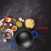 Lava Döküm Mini Wok Yekpare Kulplu Çap(Ø)16cm.  Mavi - 6