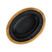 Lava Döküm Oval Döner, Kebap Tabağı Kayın Servis Ahşabı. Ölçü 32x23cm. - 3