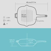 Lava Döküm Kare Izgara Tava Döküm Demir Yekpare Saplı Ölçü 26x26cm.  Turkuaz thumbnail 5