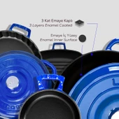 Lava Döküm 5X New Heritage Serisi Döküm Demir Tencere & Tava Seti  Mavi thumbnail 5