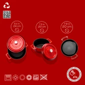 Lava Döküm 3x Trendy Serisi 6 Parça Tencere Seti  Kırmızı thumbnail 3