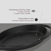 Lava Döküm Oval Sahan Döküm Demir Yekpare Çift Kulplu Ölçü 21x14cm. thumbnail 4
