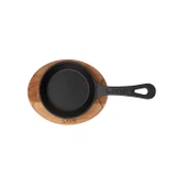 Lava Döküm Yuvarlak Kızartma Tavası Yekpare Saplı Kayın Servis Ahşabı. Çap(Ø)12cm. thumbnail 2