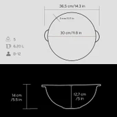 Lava Döküm Yuvarlak Kazan / Tencere. Döküm Demir Yekpare Kulplu Çap(Ø)30cm. thumbnail 3