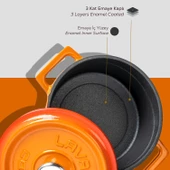 Lava Döküm Yuvarlak Tencere. Trendy Çap(Ø) 14cm.  Turuncu thumbnail 5