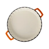 Lava Döküm Yuvarlak Rosto ve Fırın Tepsisi Edition Serisi Döküm Demir Yekpare Çift Kulplu Çap(Ø)30cm.  Turuncu - 3