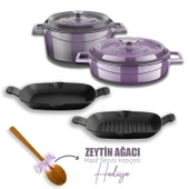Lava Döküm 5X Trendy Serisi Döküm Demir Tencere Tava Çeyiz Seti  Mor thumbnail 1