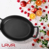 Lava Döküm Oval Sahan Döküm Demir Yekpare Çift Kulplu Ölçü 19x14cm.  Kırmızı thumbnail 7