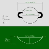 Lava Döküm Mini Wok Yekpare Kulplu Çap(Ø)16cm.  Yeşil thumbnail 4