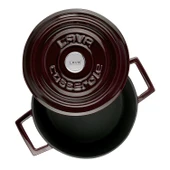 Lava Döküm Yuvarlak Tencere Döküm Demir Yekpare Kulplu Premium Serisi Çap(Ø)20cm.  Mor thumbnail 2