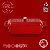 Lava Döküm Ekmek Tenceresi / Terrine Serisi. Ölçü 11x31cm.  Kırmızı - 5