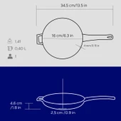 Lava Döküm Yuvarlak Kızartma Tavası Döküm Demir Yekpare Saplı Çap(Ø)16cm.  Mavi thumbnail 5