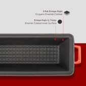 Lava Döküm Ekmek Tenceresi / Terrine Serisi. Ölçü 11x29cm.  Kırmızı thumbnail 6