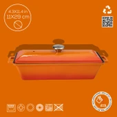 Lava Döküm Ekmek Tenceresi / Terrine Serisi. Ölçü 11x29cm.  Turuncu - 4