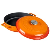 Lava Döküm Çok Amaçlı Yayvan Tencere. Kubbe Form Kapaklı Folk Serisi Çap(Ø)28cm.  Turuncu thumbnail 2