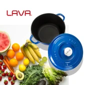 Lava Döküm Yuvarlak Tencere Döküm Demir Kapak New Heritage Serisi Çap(Ø)26cm.  Mavi thumbnail 7