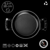 Lava Döküm Yuvarlak Sahan Döküm Demir Yekpare Çift Kulplu Çap(Ø)16cm.  Siyah thumbnail 4