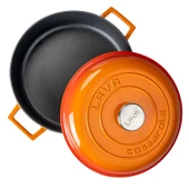 Lava Döküm Çok Amaçlı Yayvan Tencere. Kubbe Form Kapaklı Folk Serisi Çap(Ø)28cm.  Turuncu thumbnail 3