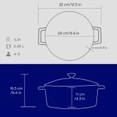 Lava Döküm Yuvarlak Tencere. Folk Çap(Ø)24cm.  Mavi thumbnail 5