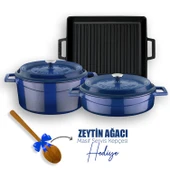 Lava Döküm 6X Trendy Serisi Döküm Demir Tencere Tava Çeyiz Seti  Mavi thumbnail 1