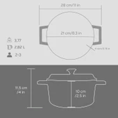 Lava Döküm Yuvarlak Tencere Döküm Demir Yekpare Kulplu Premium Serisi Çap(Ø)20cm.  Gri thumbnail 5