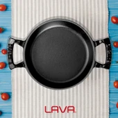 Lava Döküm Yuvarlak Sahan Döküm Demir Yekpare Çift Kulplu Çap(Ø)16cm.  Siyah thumbnail 7