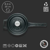 Lava Döküm Yuvarlak Sos Tenceresi Döküm Demir Yekpare Saplı Edition Serisi Çap(Ø16cm.  Siyah thumbnail 4