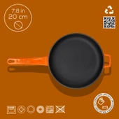 Lava Döküm Yuvarlak Kızartma Tavası Döküm Demir Yekpare Saplı  Çap(Ø)20cm.  Turuncu - 4