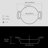 Lava Döküm Yuvarlak Sahan Döküm Demir Yekpare Çift Kulplu Çap(Ø)16cm.  Siyah thumbnail 5