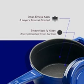 Lava Döküm Yuvarlak Sos Tenceresi. Döküm Demir Yekpare Saplı Trendy Serisi Çap(Ø16 cm.  Mavi thumbnail 6