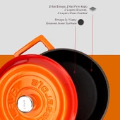 Lava Döküm Yuvarlak Tencere. Trendy Çap(Ø) 18cm.  Turuncu thumbnail 5