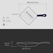 Lava Döküm Mini Kare Izgara Tava Döküm Demir Yekpare Saplı Ölçü 16x16cm. thumbnail 5