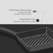 Lava Döküm Mini Kare Izgara Tava Döküm Demir Yekpare Saplı Ölçü 16x16cm. thumbnail 6