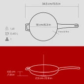 Lava Döküm Yuvarlak Kızartma Tavası Döküm Demir Yekpare Saplı Çap(Ø)16cm.  Kırmızı thumbnail 5