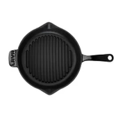 Lava Döküm Yuvarlak Izgara Tava Döküm Demir Yekpare Saplı Çap(Ø)28cm.  Siyah - 3