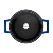 Lava Döküm Yuvarlak Tencere Cam kapaklı. Glaze Çap(Ø)20cm.  Mavi thumbnail 3