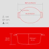 Lava Döküm Oval Tencere. Edition Serisi Ölçü 25x31cm.  Kırmızı thumbnail 5