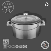 Lava Döküm Mini Tencere. Trendy Serisi Çap(Ø)10 cm.  Gri - 4