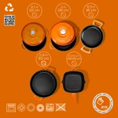 Lava Döküm 5X New Heritage Serisi Döküm Demir Tencere & Tava Seti  Turuncu thumbnail 3