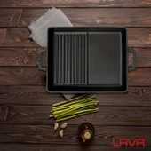 Lava Döküm Dikdörtgen Hibrit Izgara Tavası Döküm Demir Yekpare Çift Kulplu Ölçü 26x32cm. thumbnail 7