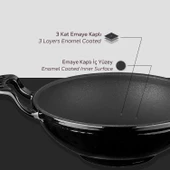 Lava Döküm Mini Wok Yekpare Kulplu Çap(Ø)16cm.  Siyah - 5