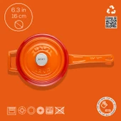 Lava Döküm Yuvarlak Sos Tenceresi Döküm Demir Yekpare Saplı Edition Serisi Çap(Ø16cm.  Turuncu thumbnail 4