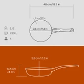 Lava Döküm Yuvarlak Kızartma Tavası Döküm Demir Yekpare Saplı Çap(Ø)24cm.  Turuncu thumbnail 5