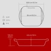 Lava Döküm Kare Kızartma Tavası Döküm Demir Yekpare Çift Kulplu Ölçü 26x26cm.  Kırmızı thumbnail 5